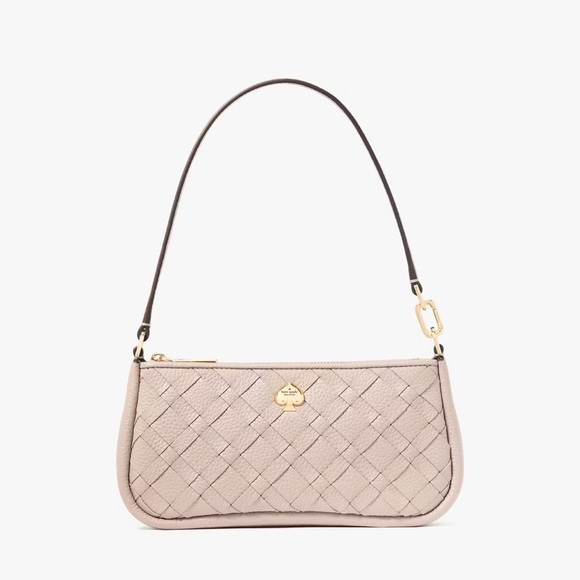 Kate Spade Kayla Woven Leather Convertible Wristlet Shoulder Bag, Cozy Grey NWT - Picture 1 of 4